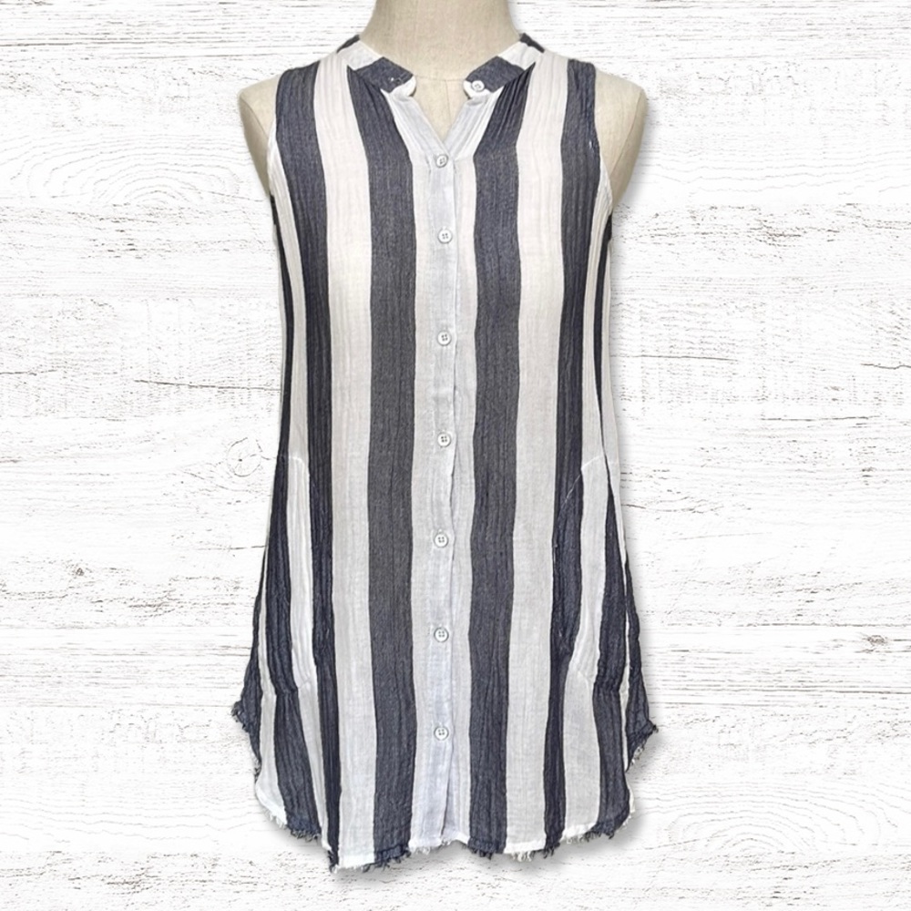 { cloth & stone } - Striped Sleeveless Button Shirt